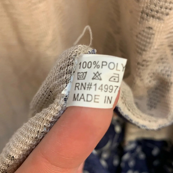 Arianna by Howard’s Tan Lace and Navy Blue Floral Kimono Duster - One Size - Picture 7 of 9